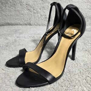 Schutz Black‎ Leather Ankle Strap Stiletto Heels Sandals Women Size 8.5